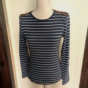 Lauren Striped Pullover w/ Leather Embellishments